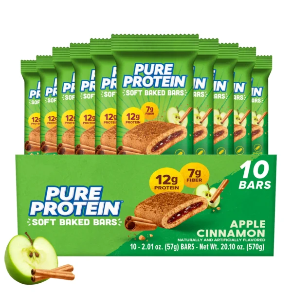 Pure Protein Soft Baked Bars - Apple Cinnamon (10 Bars/Box) | 12g